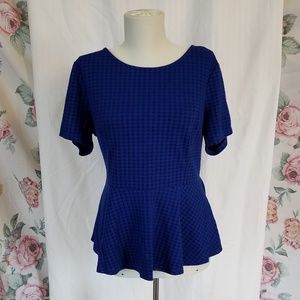 🎉 Blue Houndstooth Peplum Top 🎉
